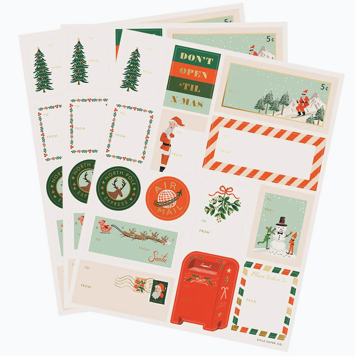 Pack of 3 Santa’s Workshop Stickers & Labels