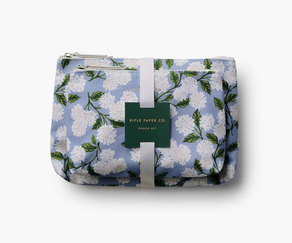 Hydrangea Zippered Pouch Set