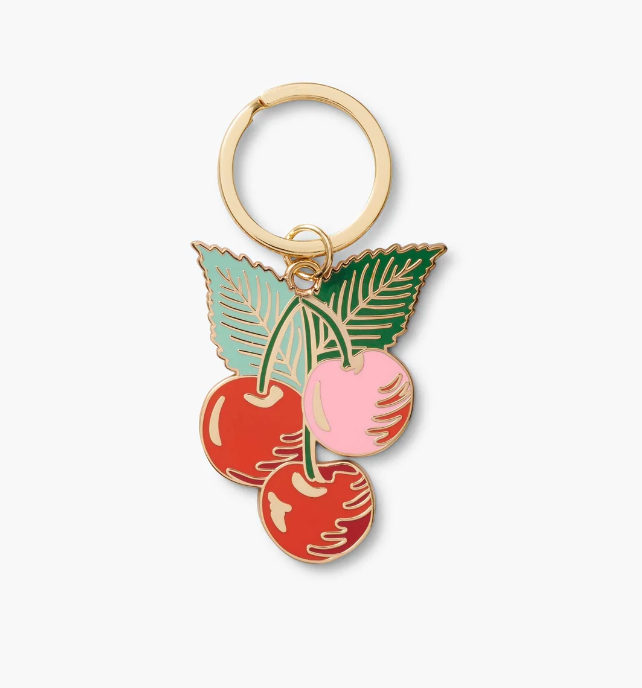 Cherries Enamel Keychain