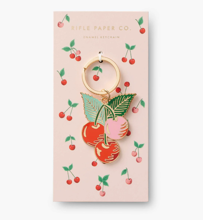 Cherries Enamel Keychain