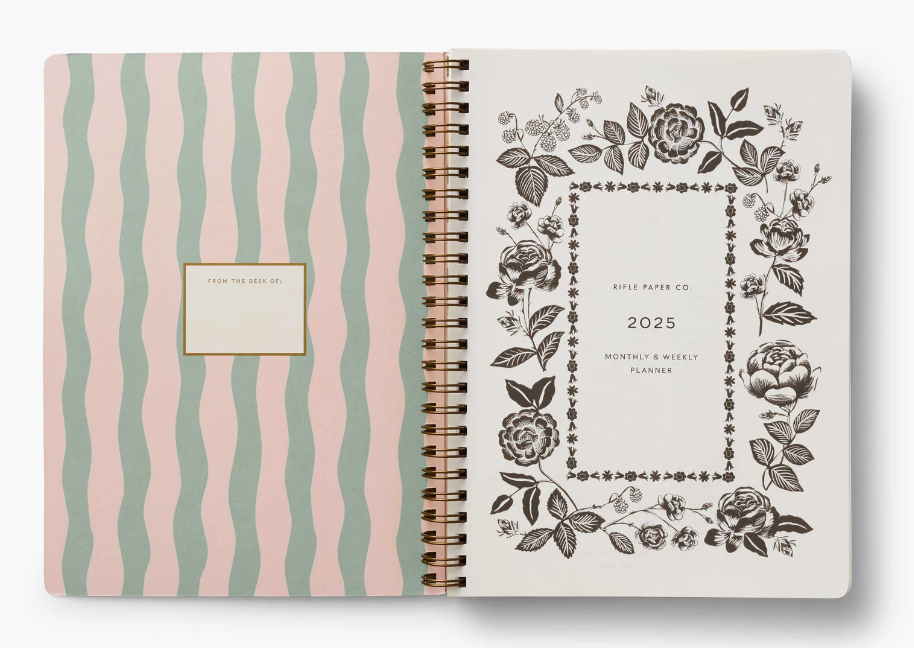 2025 Roses 12-Month Softcover Spiral Planner