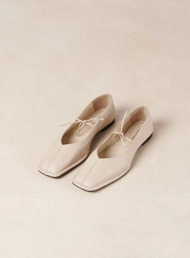 Sway Cream Leather Ballet Flats