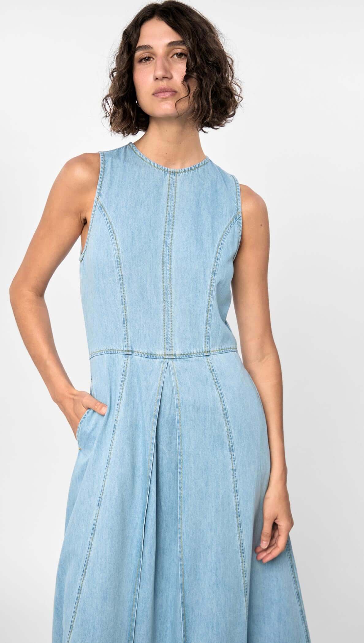 Amelia Chambray Midi Dress