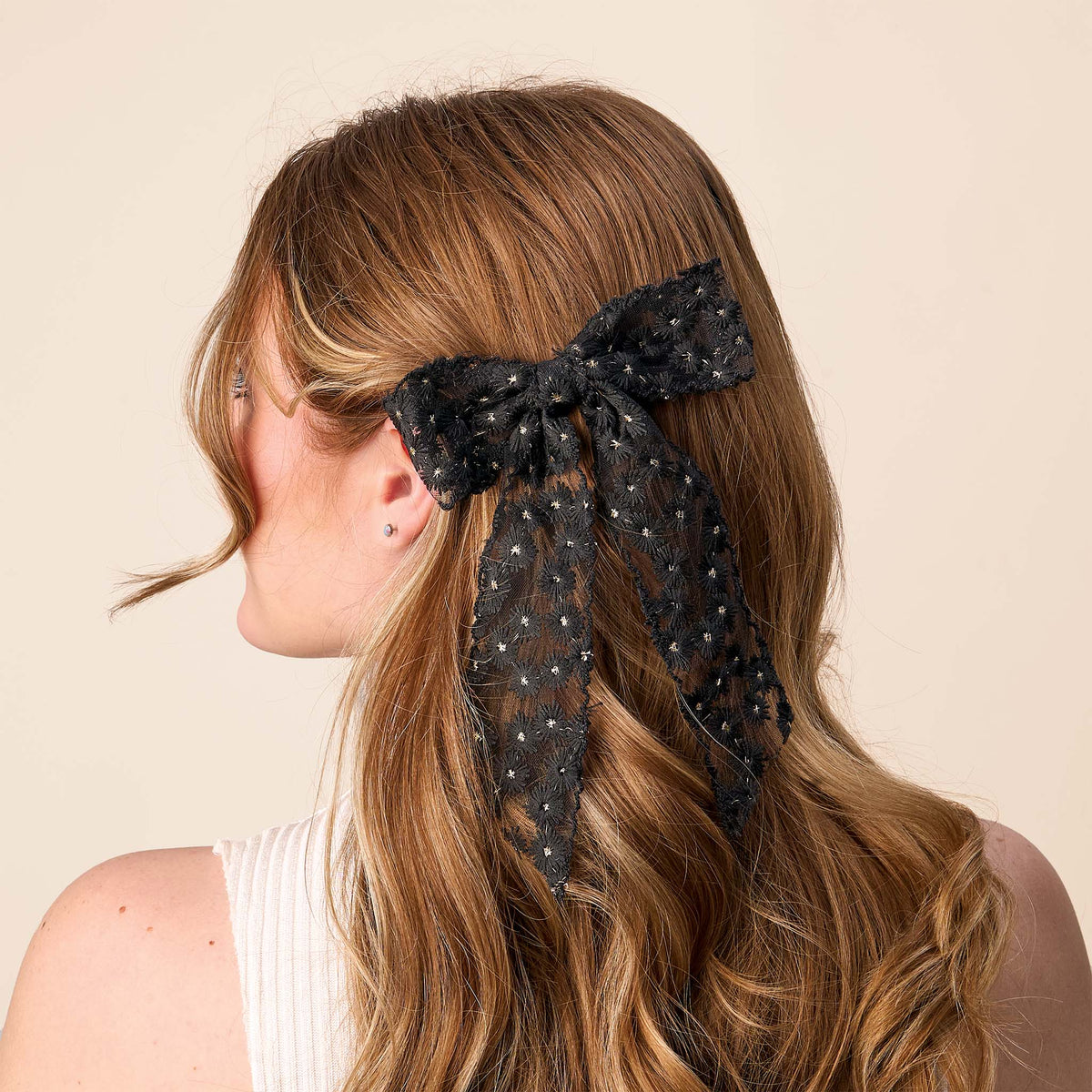 Ditzy Daisies Hair Bow - Black