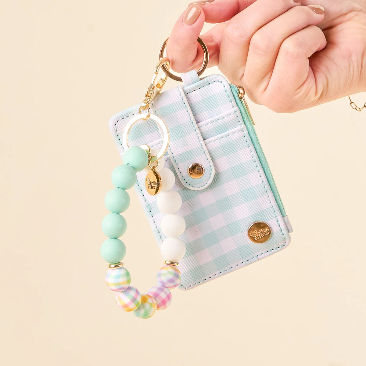 Keychain Wallet - Gingham Green