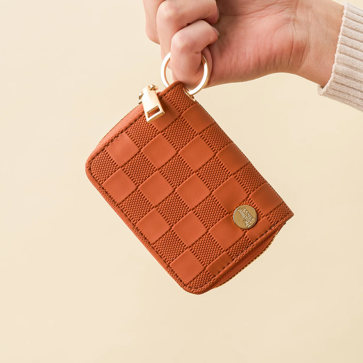 Zip Around Wallet - Check Cognac