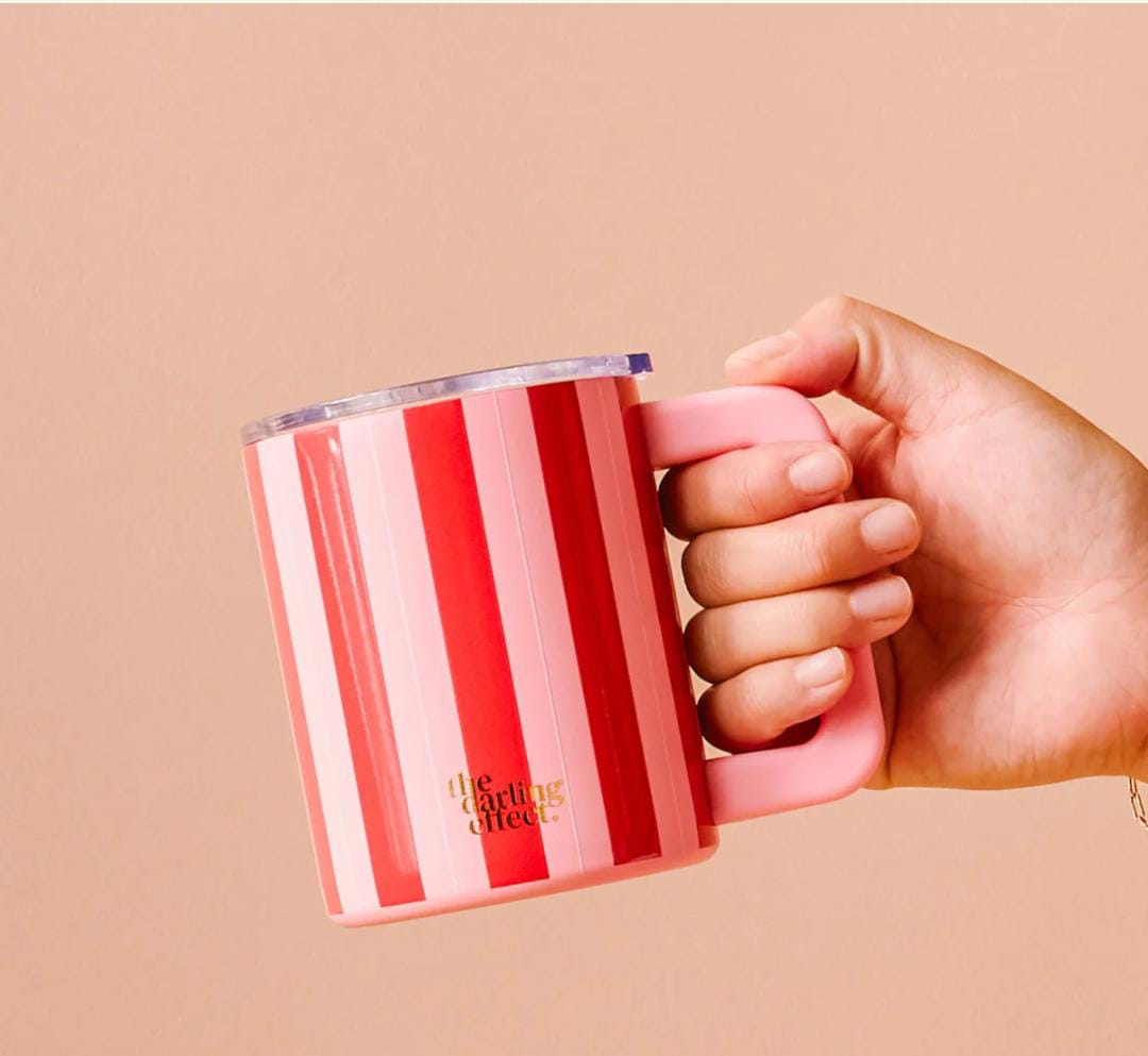 14 oz Insulated Mug - Peppermint Stripes