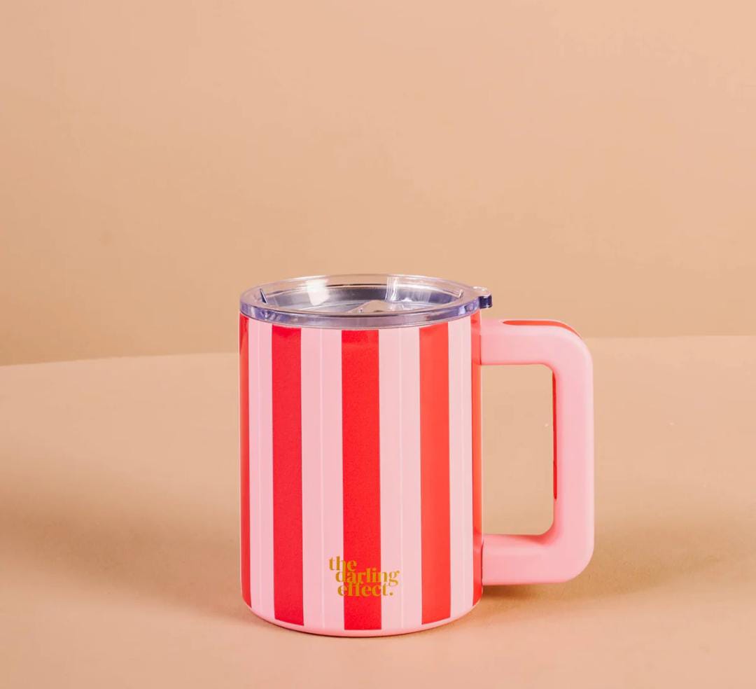 14 oz Insulated Mug - Peppermint Stripes