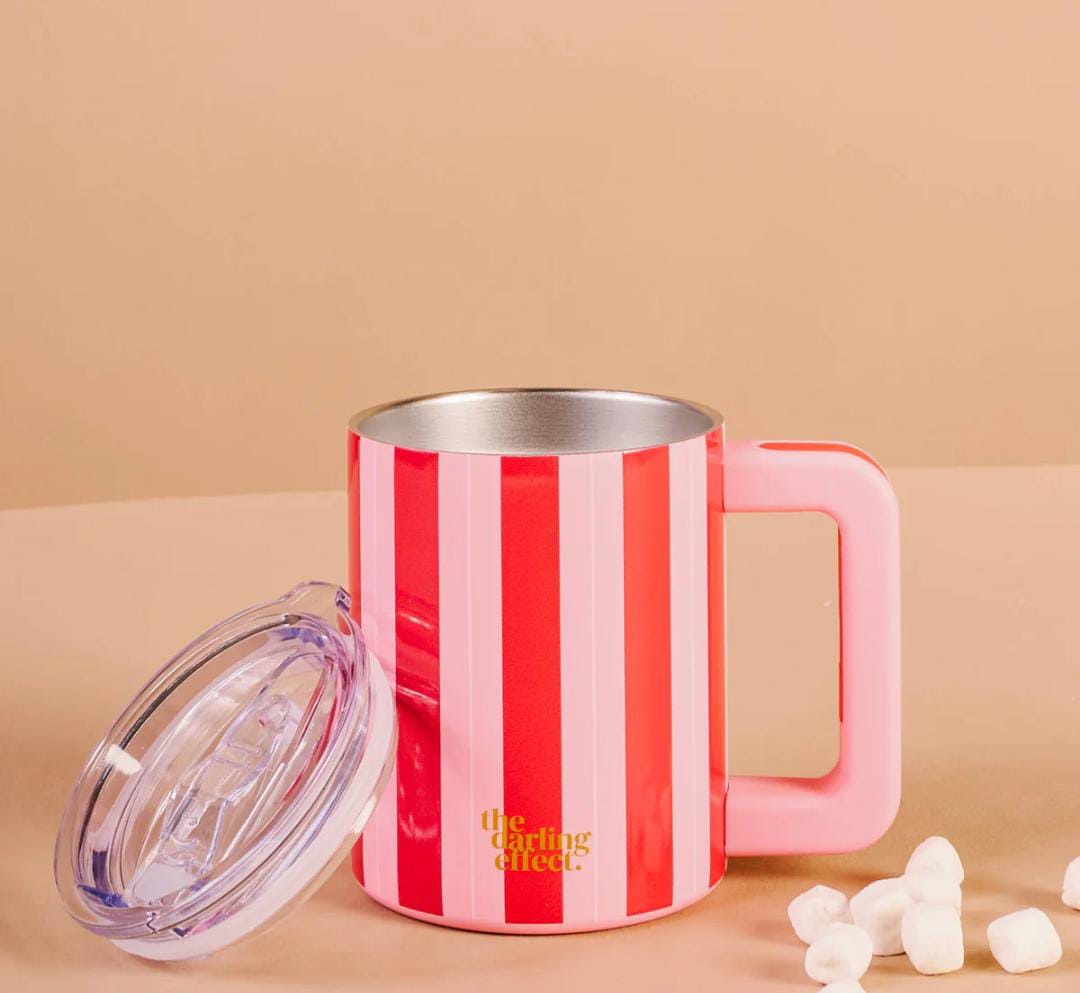 14 oz Insulated Mug - Peppermint Stripes