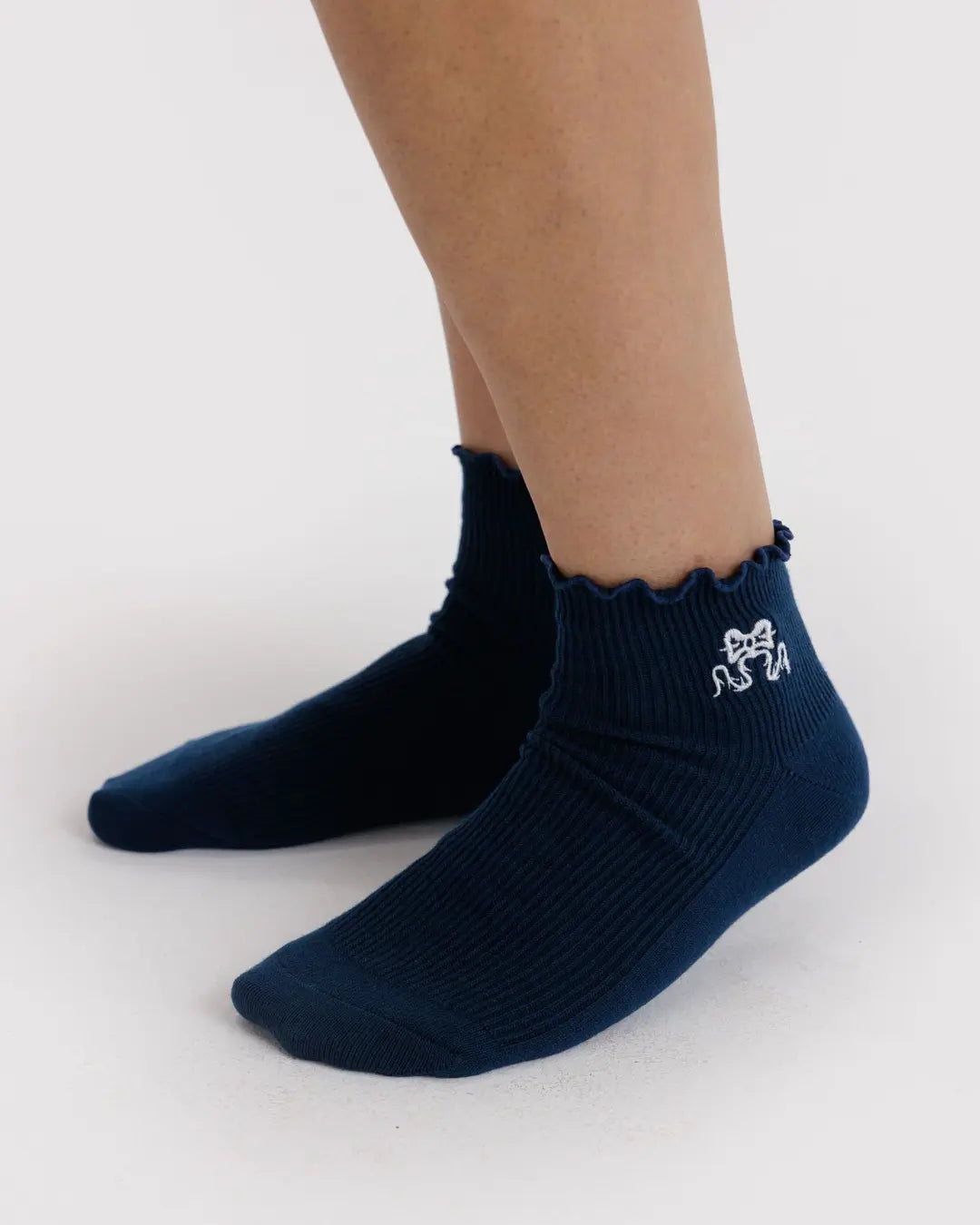 Lettuce Edge Sock Set of 2 - Mahogany &amp; Navy Icons