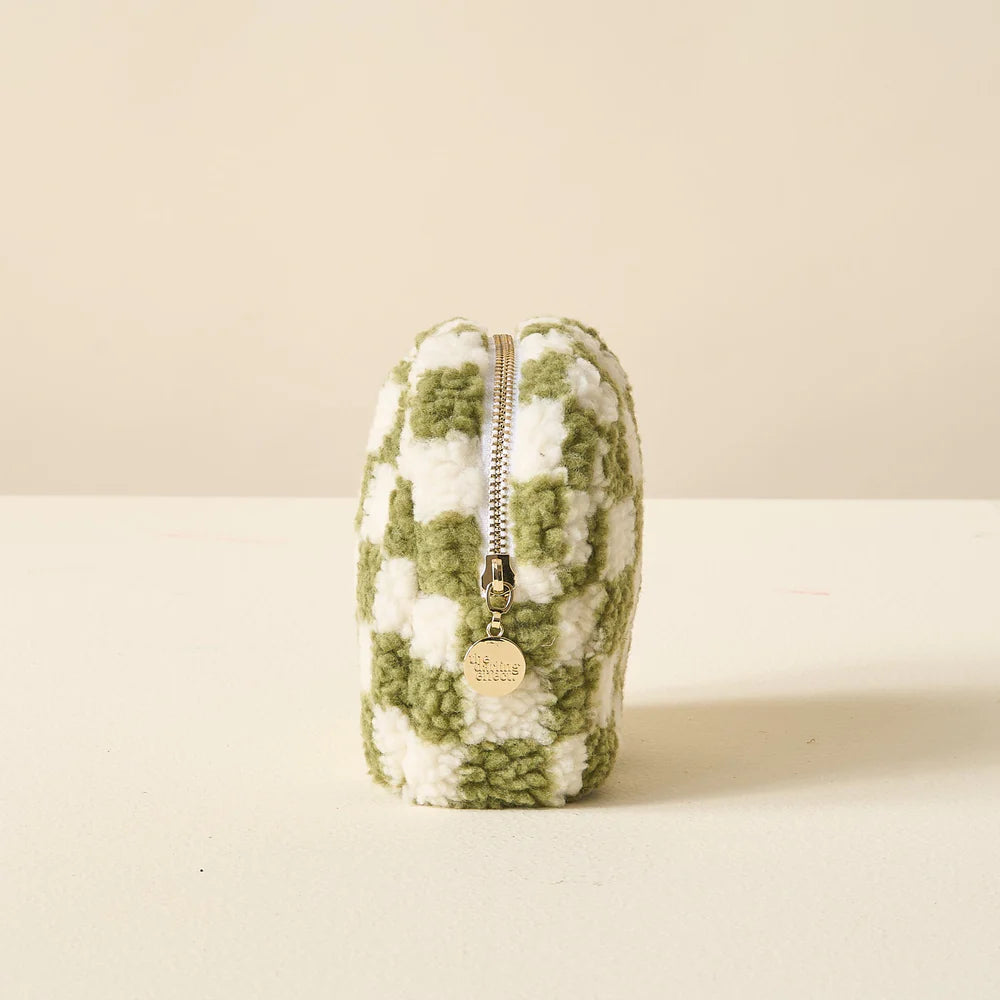 Square Teddy Pouch - Check Green