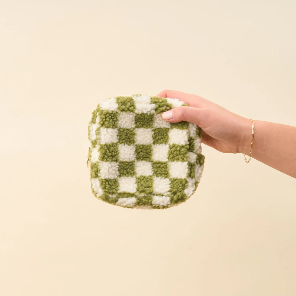 Square Teddy Pouch - Check Green