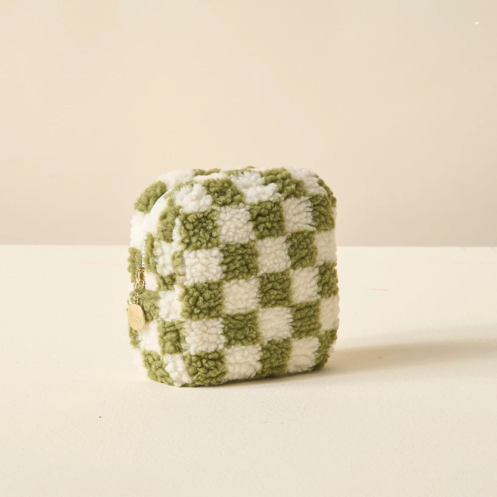 Square Teddy Pouch - Check Green