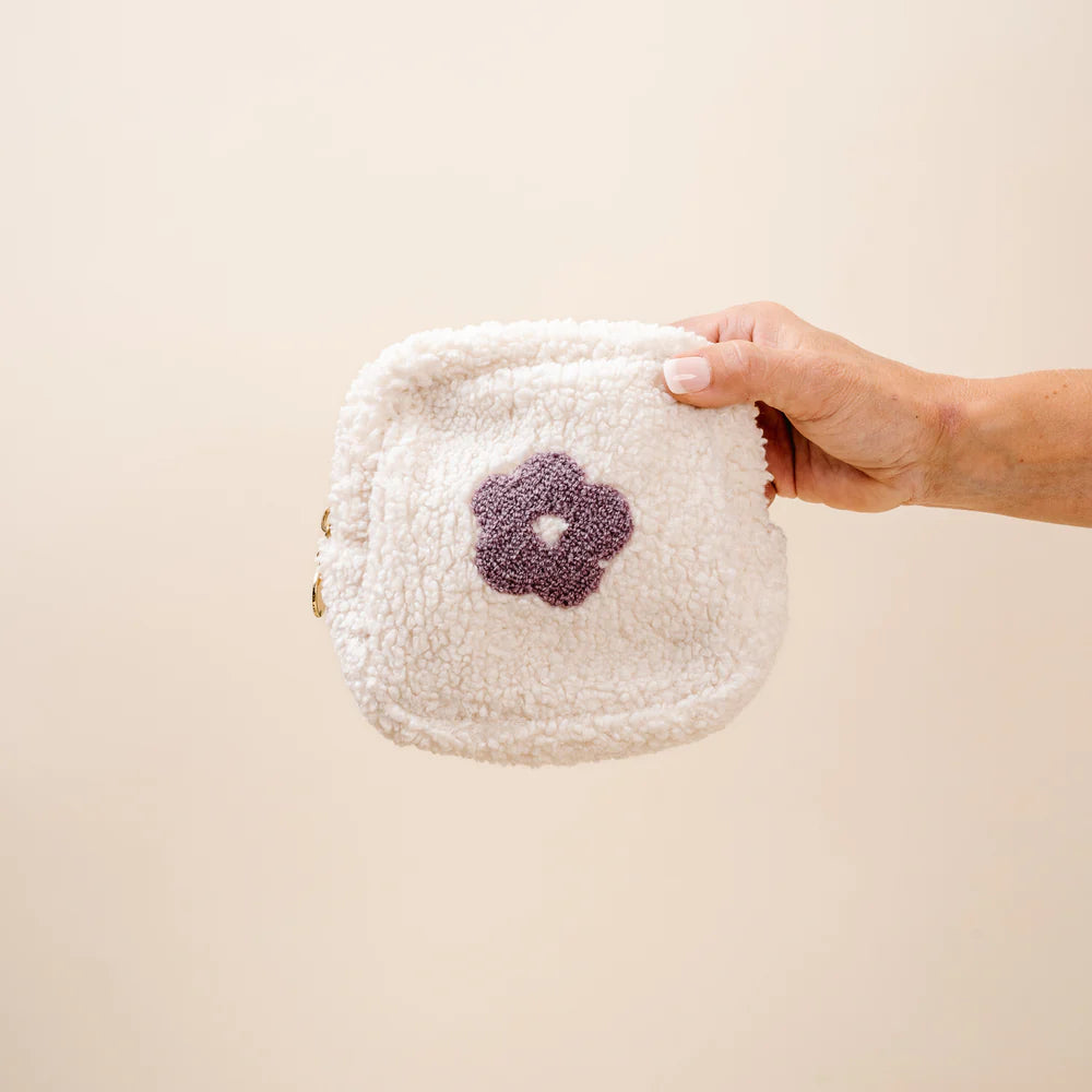 Square Teddy Pouch - Purple Flower